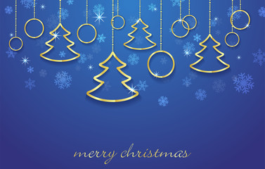 vector illustration happy new year and merry christmas background with golden elements