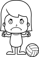 Cartoon Angry Beach Volleyball Player Girl