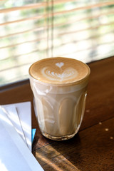 Coffee latte art in coffee shop