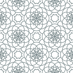 Geometric seamless pattern. Modern floral ornament. Gray and white color. Vector illustration. For the interior design, wallpaper, decoration print, fill pages