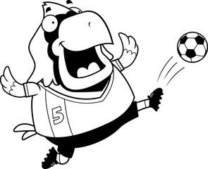 Cartoon Cardinal Soccer Kick