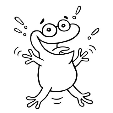 Cartoon lucky frog. Vector illustration.