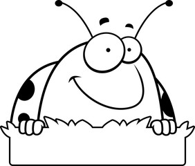 Cartoon Ladybug Grass Sign