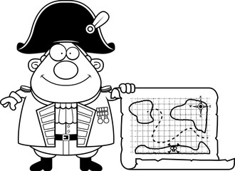 Cartoon British Admiral Treasure Map