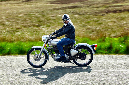 Biker on a motorbike.