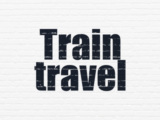 Tourism concept: Train Travel on wall background