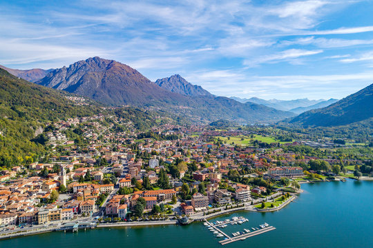 Porlezza (IT) - Vista aerea dal Lago di Lugano verso Menaggio