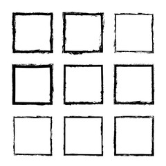 Vector set of square drawn with ink frame 3