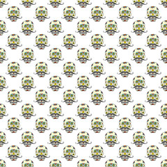 Obraz premium Day of the Dead seamless pattern, handdrawn sugar skulls with moustache background, vector illustration