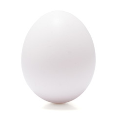 One white egg isolated on white background