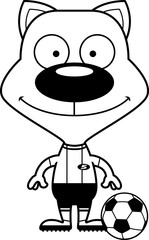 Cartoon Smiling Soccer Player Kitten