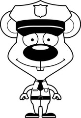 Cartoon Smiling Police Officer Mouse