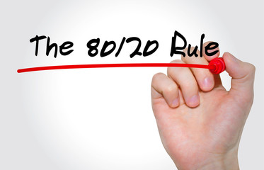 Hand writing inscription The 80 on 20 Rule with marker, concept