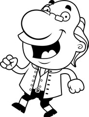 Cartoon Ben Franklin Walking