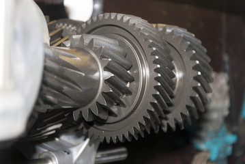Used mechanical motor cogs, mechanical work detail.