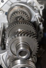 Used mechanical motor cogs, mechanical work detail.