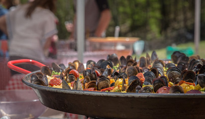 Paella with mussels and shrimps