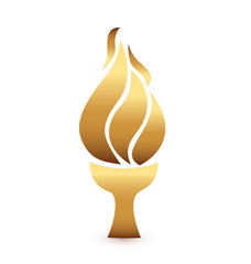 Olympic gold flame torch, icon vector - 176124026