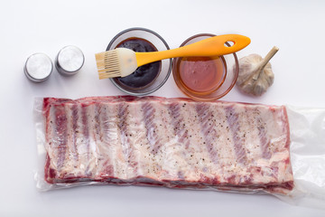 pork rib on white with honey