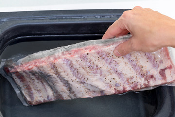 pork ribs in bag sous vide