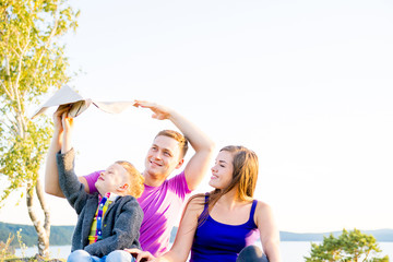 Happy family outside