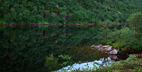 Mountain lake with clear water. Kola Peninsula, Russia.