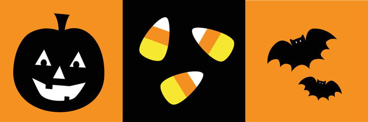 Happy Halloween Pumpkin Candy Corn Bats