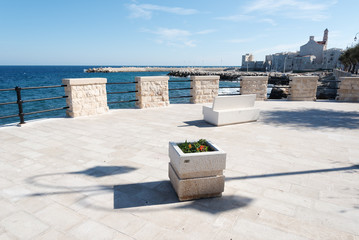 Giovinazzo city embankment at Adriatic sea coast, Italy.