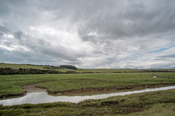 Obraz premium Beautiful Landscape Scenic View in East Sussex, between the towns of Seaford and Eastbourne in southern England