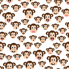 Monkey seamless pattern. Monkey heads seamless pattern. Monkey background.