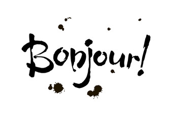 Bonjour card or poster. Lettering. Ink illustration. Vector © farba2014