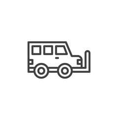 Military vehicle line icon, outline vector sign, linear style pictogram isolated on white. Symbol, logo illustration. Editable stroke