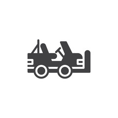 Military vehicle icon vector, filled flat sign, solid pictogram isolated on white. Symbol, logo illustration.
