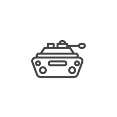 Military tank line icon, outline vector sign, linear style pictogram isolated on white. Symbol, logo illustration. Editable stroke