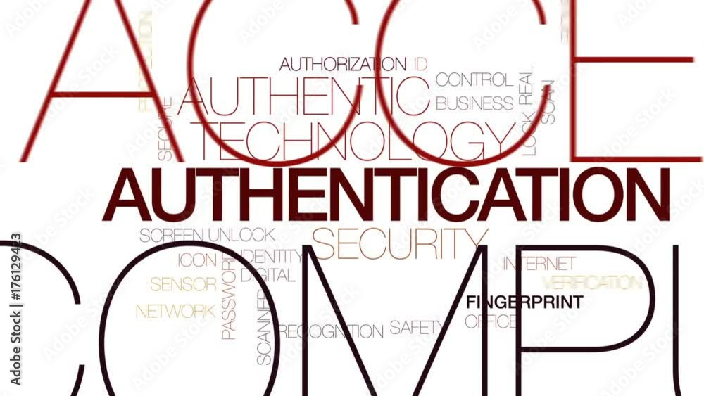 Poster authentication animated word cloud, text design animation. kinetic typography.