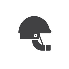 Military helmet icon vector, filled flat sign, solid pictogram isolated on white. Symbol, logo illustration.