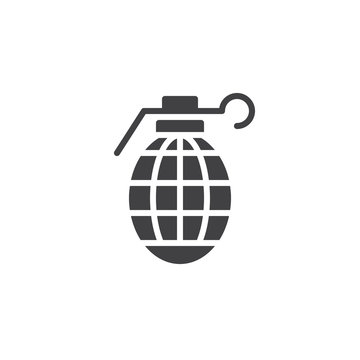 Grenade icon vector, filled flat sign, solid pictogram isolated on white. Frag symbol, logo illustration.