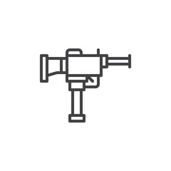 Gun line icon, outline vector sign, linear style pictogram isolated on white. Automatic weapon symbol, logo illustration. Editable stroke