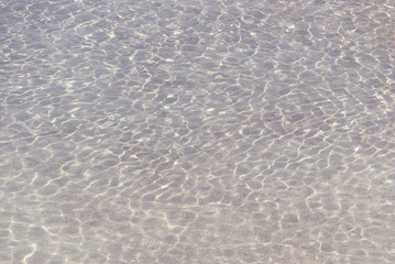 Refraction of light in clear water with small waves. Background.