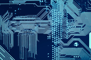 Dark background of the silhouette of the computer motherboard for the design of the company's IT site. Circuit board. Electronic computer hardware technology. Motherboard digital chip.