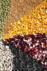 Different types of cereals and legumes
