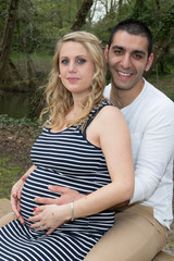 lovely mixed couple north african man blond woman pregnant