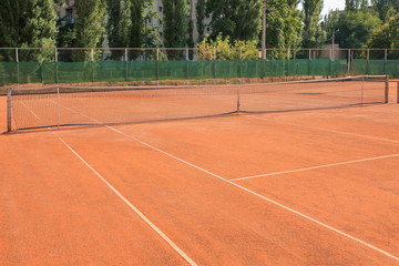 Tennis court on sunny day