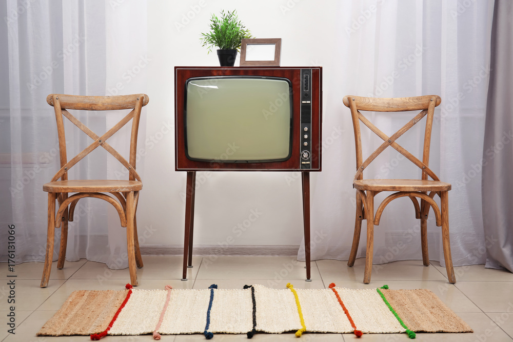 Poster Design of interior with old TV