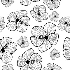 seamless tropical flower pattern vector. pattern of Hibiscus