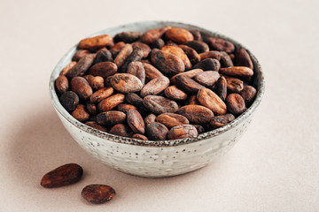Cocoa beans in a bowl