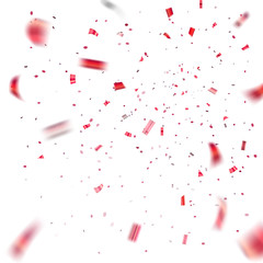 Red confetti explosion celebration isolated on white background. Falling confetti. Abstract decoration party, birthday celebrate or Christmas, New Year confetti decor Vector illustration
