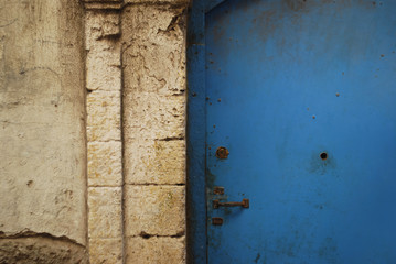 Moroccan blue door background