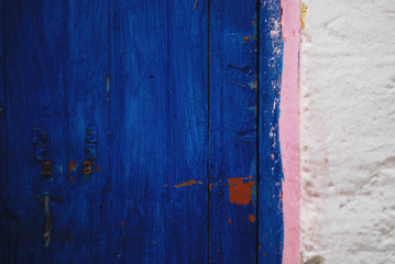 Obraz na płótnie Canvas Blue painted wooden door