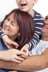 Cropped image of a funny and happy family